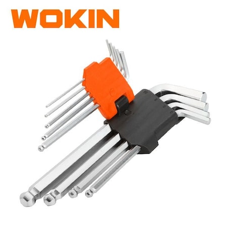 Wokin 9 Piece Ball Point Extra Long Arm Hex Key Set 207609